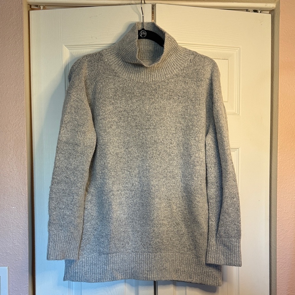 Joan Vass Gray Heathered Turtleneck Sweater size M